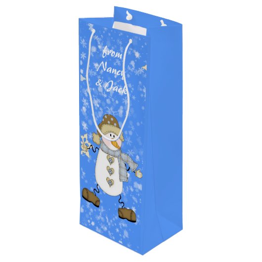 Sac Cadeau Pour Bouteille Noël personnalisé Snowman (Dos Angle)