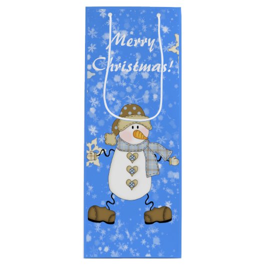 Sac Cadeau Pour Bouteille Noël personnalisé Snowman (Devant)