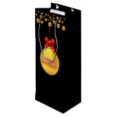 Sac Cadeau Pour Bouteille Noël Points Dorés Dorés (Dos Angle)