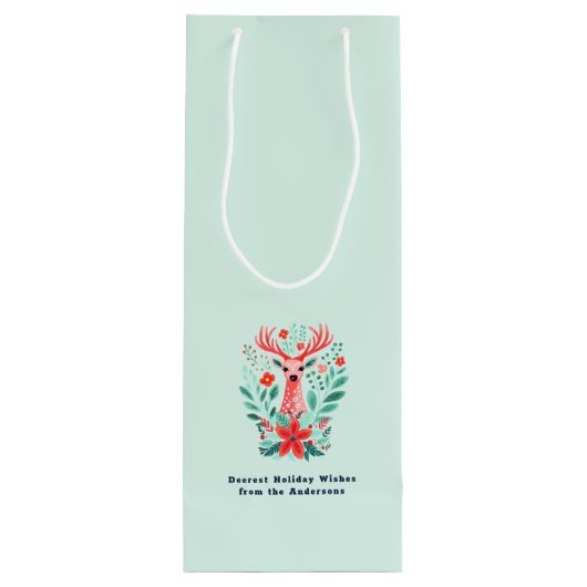 Sac Cadeau Pour Bouteille Noël Reinder Floral Mint Holiday (Dos)