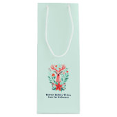 Sac Cadeau Pour Bouteille Noël Reinder Floral Mint Holiday (Devant)
