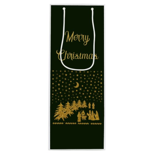 Sac Cadeau Pour Bouteille Noël religieux, Naissance de Jésus (Devant)