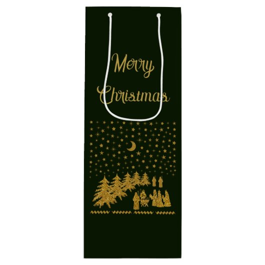 Sac Cadeau Pour Bouteille Noël religieux, Naissance de Jésus (Devant)
