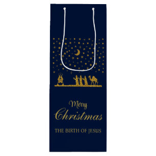 Sac Cadeau Pour Bouteille Noël religieux, Naissance de Jésus, Trois Rois