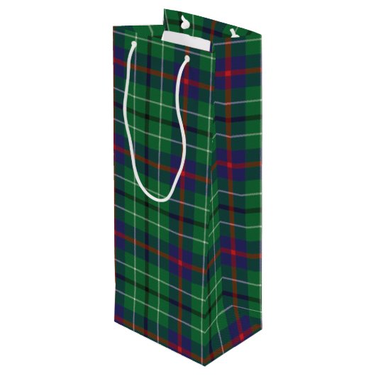 Sac Cadeau Pour Bouteille Noël Tartan Clan Duncan Green Plaid Check (Dos Angle)