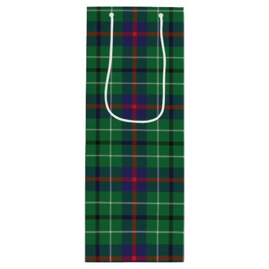 Sac Cadeau Pour Bouteille Noël Tartan Clan Duncan Green Plaid Check (Devant)