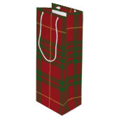 Sac Cadeau Pour Bouteille Noël Tartan Clan MacTavish Plaid Red Check (Devant Angle)