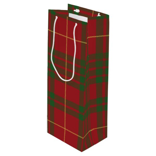 Sac Cadeau Pour Bouteille Noël Tartan Clan MacTavish Plaid Red Check (Devant Angle)