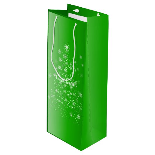Sac Cadeau Pour Bouteille Noël vert étincelant (Devant Angle)