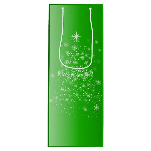 Sac Cadeau Pour Bouteille Noël vert étincelant (Devant)