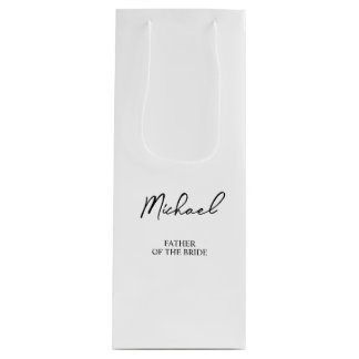 Sac Cadeau Pour Bouteille Noir & Blanc Nom Personnalisé Mariage Fête