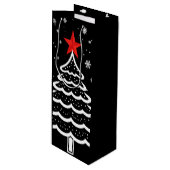 Sac Cadeau Pour Bouteille Noir & Rouge Noël (Devant Angle)