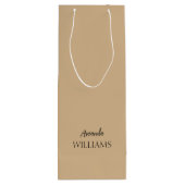 Sac Cadeau Pour Bouteille Noir tendance Elegant Prénom | Tan Brown (Dos)