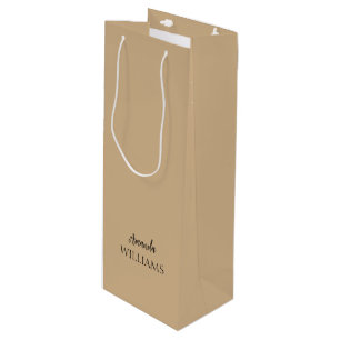 Sac Cadeau Pour Bouteille Noir tendance Elegant Prénom   Tan Brown