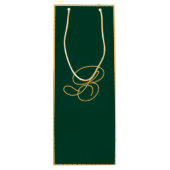 Sac Cadeau Pour Bouteille Nom élégant vert et or en écriture script (Dos)