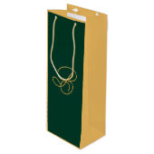 Sac Cadeau Pour Bouteille Nom élégant vert et or en écriture script (Devant Angle)