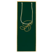Sac Cadeau Pour Bouteille Nom élégant vert et or en écriture script (Devant)