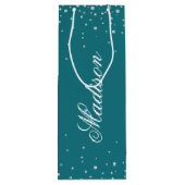 Sac Cadeau Pour Bouteille Nom personnalisé Diamants Chic Bleu de Harbour (Dos)
