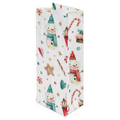 Sac Cadeau Pour Bouteille Nom, Snowman & Candy Holiday (Dos Angle)