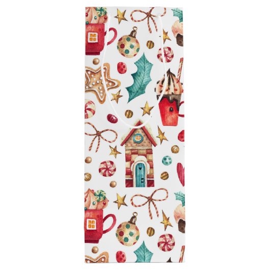 Sac Cadeau Pour Bouteille Nom sur mignonne Whimsical Sweets Holiday (Dos)