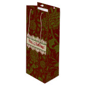 Sac Cadeau Pour Bouteille Nostalgic Classic William Morris Red Holiday (Devant Angle)