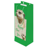 Sac Cadeau Pour Bouteille Nouvel An Meerkat Vin VERT (Dos Angle)