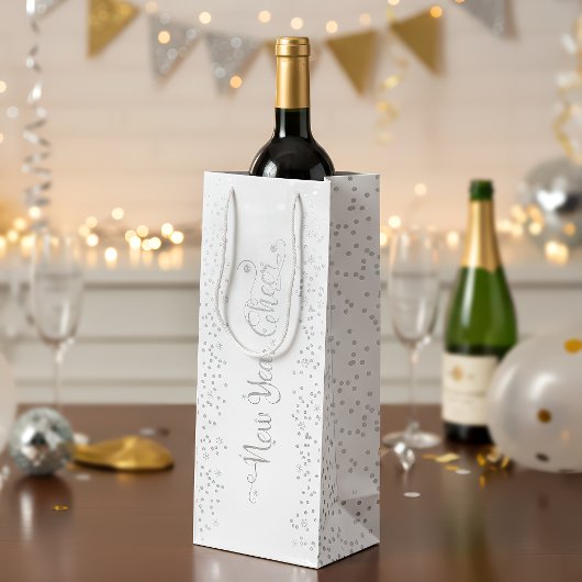 Sac Cadeau Pour Bouteille Nouvel an, Parties scintillant argentée flocons de