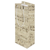 Sac Cadeau Pour Bouteille Old Music Notes (Dos Angle)
