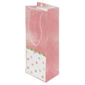 Sac Cadeau Pour Bouteille Or, Rose, Polkadot, Pastel, Fille, Doux, Chic (Dos Angle)