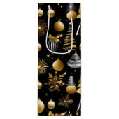 Sac Cadeau Pour Bouteille Ornements De Vacances Argent Et Or (Devant)