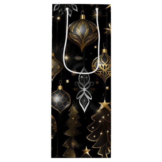 Sac Cadeau Pour Bouteille Ornements Traditionnels Argent Et Or (Devant)