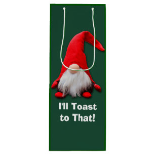 Sac Cadeau Pour Bouteille Pain grillé rouge drôle de Noël de gnome
