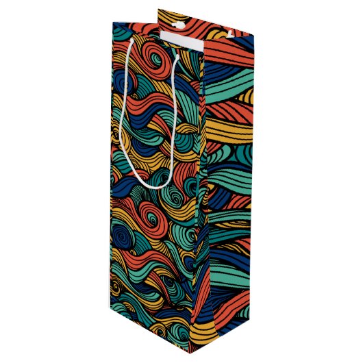 Sac Cadeau Pour Bouteille Paisley haché (Devant Angle)