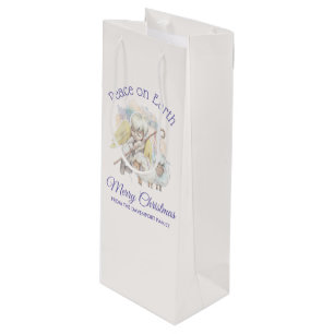 Sac Cadeau Pour Bouteille Paix sur Terre Pasteur Ange avec Agneaux