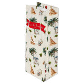 Sac Cadeau Pour Bouteille Palm Trees Motif de Noël tropical (Devant Angle)