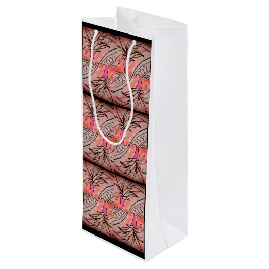 Sac Cadeau Pour Bouteille Palme rose (Dos Angle)