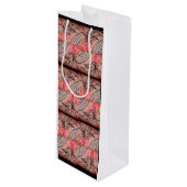 Sac Cadeau Pour Bouteille Palme rose (Devant Angle)