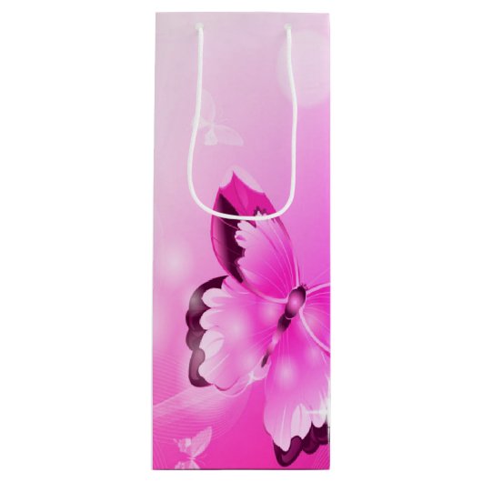 Sac Cadeau Pour Bouteille Papillon magenta (Devant)
