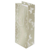 Sac Cadeau Pour Bouteille Papillons blancs (Devant Angle)