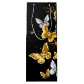 Sac Cadeau Pour Bouteille Papillons blancs et dorés (Dos)