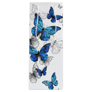 Sac Cadeau Pour Bouteille Papillons volants bleus Morpho