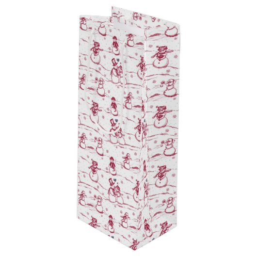 Sac Cadeau Pour Bouteille Parade des neiges - rouge (Devant Angle)