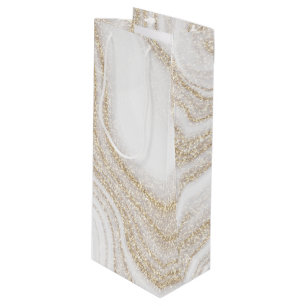 Sac Cadeau Pour Bouteille Parties scintillant d'or en marbre blanc moderne e