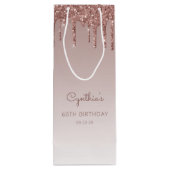 Sac Cadeau Pour Bouteille Parties scintillant Drip 60e anniversaire Rose or (Dos)