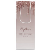 Sac Cadeau Pour Bouteille Parties scintillant Drip 60e anniversaire Rose or (Devant)