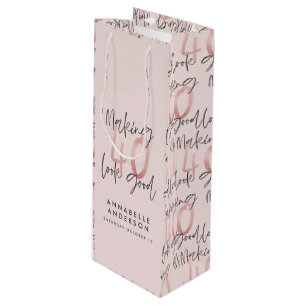 Sac Cadeau Pour Bouteille parties scintillant rose fille, 40e anniversaire m