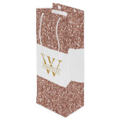 Sac Cadeau Pour Bouteille Parties scintillant rose Rose Gold Initiale et nom (Dos Angle)
