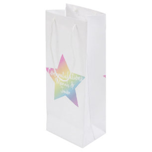 Sac Cadeau Pour Bouteille Pastel Rainbow Star Baby shower