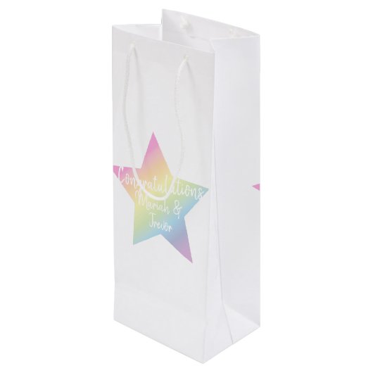 Sac Cadeau Pour Bouteille Pastel Rainbow Star Baby shower (Dos Angle)