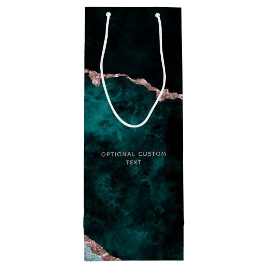 Sac Cadeau Pour Bouteille Peacock Green & Rose Gold Foil Félicitations (Dos)